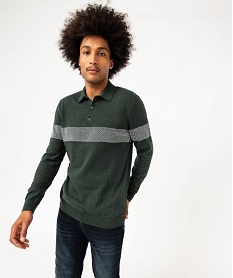 pull fine maille a col polo homme vertE337401_1