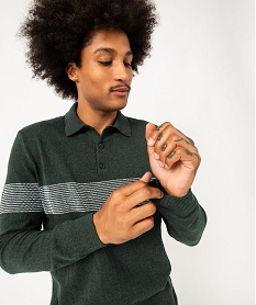 pull fine maille a col polo homme vertE337401_2