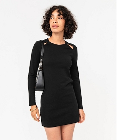 GEMO Robe en maille à manches longues femme Noir