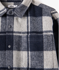 sur-chemise a carreaux contenant de la laine garcon bleu chemisesE337701_2