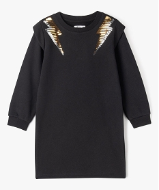 GEMO Robe sweat avec sequins sur les épaules fille Noir