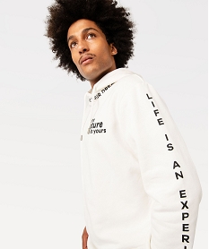 GEMO Sweat à capuche en molleton doux homme Blanc