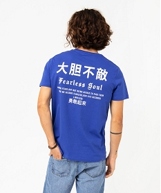 tee-shirt manches courtes a message homme bleuE338901_3