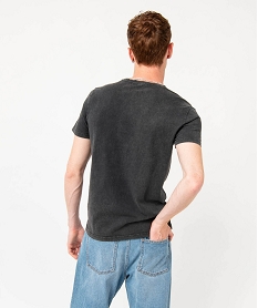 tee-shirt manches courtes delave et imprime homme noirE339001_3