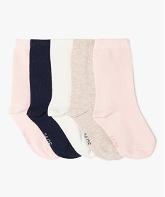 GEMO Chaussettes tige haute en maille fine fille (lot de 5) beige chine