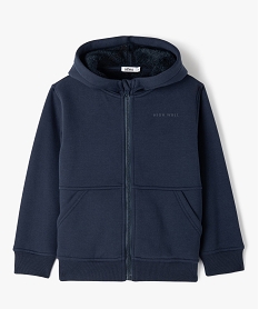 GEMO Sweat zippé à capuche intérieur peluche garçon navy