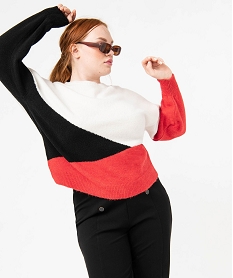 pull a col rond a motifs graphiques femme grande taille rouge pulls et giletsE342701_1