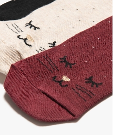 chaussettes tige haute a motif chat femme (lot de 3 paires) rouge vif chaussettesE343401_2