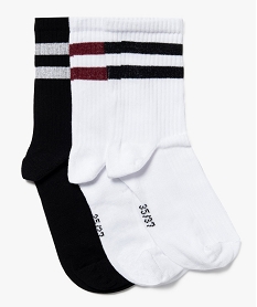 GEMO Chaussettes de sport à rayures tige haute femme (lot de 3) noir standard