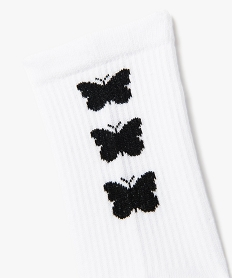 chaussettes a motifs papillons femme (lot de 3) blanc standardE343901_2