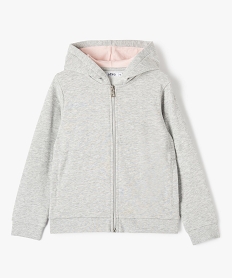 GEMO Sweat zippé à capuche intérieur molletonné fille Gris