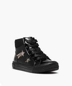 baskets fille mid-cut a details brillants et vernis noir basketsE346001_2