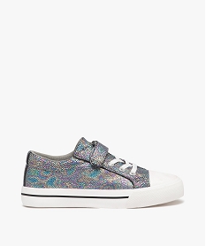 baskets fille en toile irisee a scratch et a lacets elastiques multicolore tennis en toileE346301_1