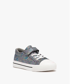 baskets fille en toile irisee a scratch et a lacets elastiques multicolore tennis en toileE346301_2