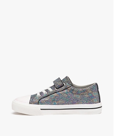 baskets fille en toile irisee a scratch et a lacets elastiques multicolore tennis en toileE346301_3