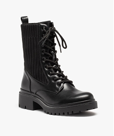 bottines femme a semelle crantee et col chaussette noirE346701_2