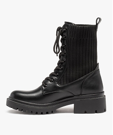 bottines femme a semelle crantee et col chaussette noirE346701_3