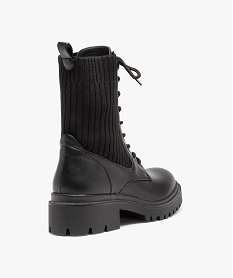 bottines femme a semelle crantee et col chaussette noirE346701_4