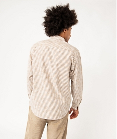 chemise manches longues rayee a motif fleuri homme imprime chemise manches longuesE347201_3