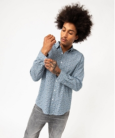 GEMO Chemise manches longues à fleurs homme imprime fleurs