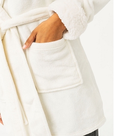 peignoir en velours avec capuche femme blanc pyjamas ensembles vestesE348601_2