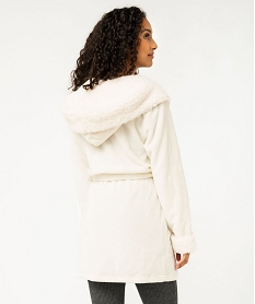peignoir en velours avec capuche femme blanc pyjamas ensembles vestesE348601_3
