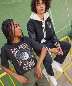 GEMO Tee-shirt à manches courtes avec motif Yin et Yang femme Noir