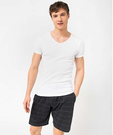 GEMO Tee-shirt homme à manches courtes et col V en coton biologique (lot de 2) Blanc