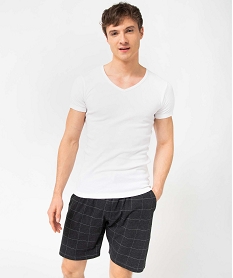 GEMO Tee-shirt homme à manches courtes et col V en coton biologique (lot de 2) blanc standard
