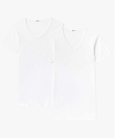 tee-shirt homme a manches courtes et col v en coton biologique (lot de 2) blanc tee-shirts et debardeursE352201_4