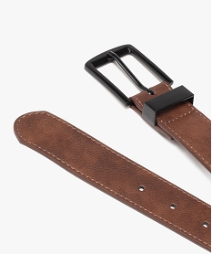 ceinture grainee avec large boucle en metal mat homme marron standard ceintures et bretellesE352501_3