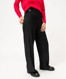 GEMO Pantalon large avec boucles à la ceinture femme Noir