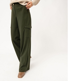 pantalon cargo large en maille fluide femme vert pantalonsE353501_1