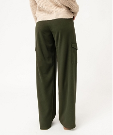 pantalon cargo large en maille fluide femme vert pantalonsE353501_3