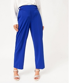 GEMO Pantalon 78ème à plis en maille fluide femme Bleu