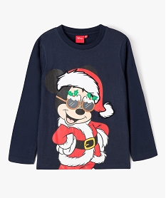 GEMO Tee-shirt à manches longues spécial Noël avec motif Mickey garçon - Disney Bleu