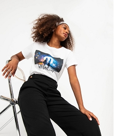 GEMO Tee-shirt à manches courtes avec motif femme - Wednesday blanc standard