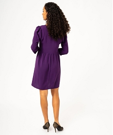 robe manches 34 en crepe fluide femme violet robesE369101_3