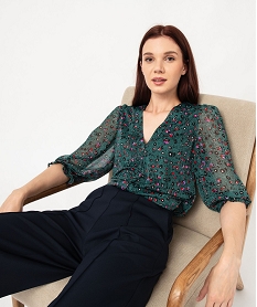 GEMO Chemise imprimée à manches 34 en voile femme Imprimé
