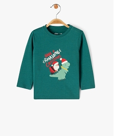 GEMO Tee-shirt manches longues imprimé spécial Noël bébé garçon vert standard