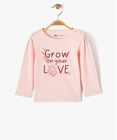 GEMO Tee-shirt à manches longues avec motif pailleté bébé fille Rose