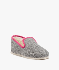 chaussons femme pantoufles dessus en maille et interieur fourre sherpa gris standardE373601_2