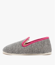 chaussons femme pantoufles dessus en maille et interieur fourre sherpa gris standardE373601_3