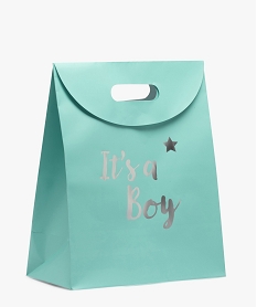 GEMO Sac cadeau bébé garçon avec inscription scintillante Bleu