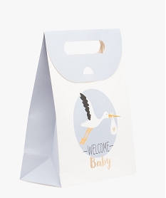 sac cadeau bebe garcon avec motif cigogne en papier recycle bleu standardE376801_1