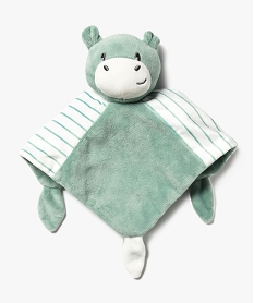 doudou plat avec tete d’hippopotame bebe vert standardE376901_1