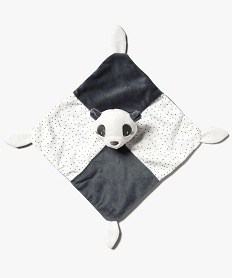 doudou plat avec tete de panda bebe grisE377201_2