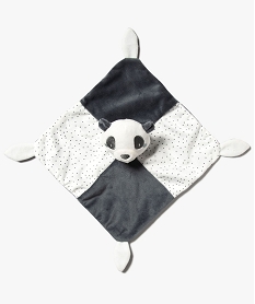 doudou plat avec tete de panda bebe grisE377201_4