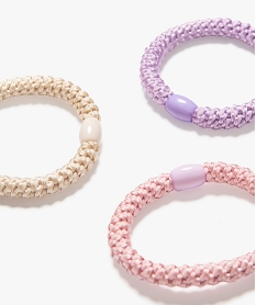 elastique a cheveux tresse avec perle fille (lot de 3) violetE382601_2
