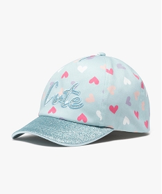 casquette a paillettes et imprimee cœurs fille bleuE397701_1